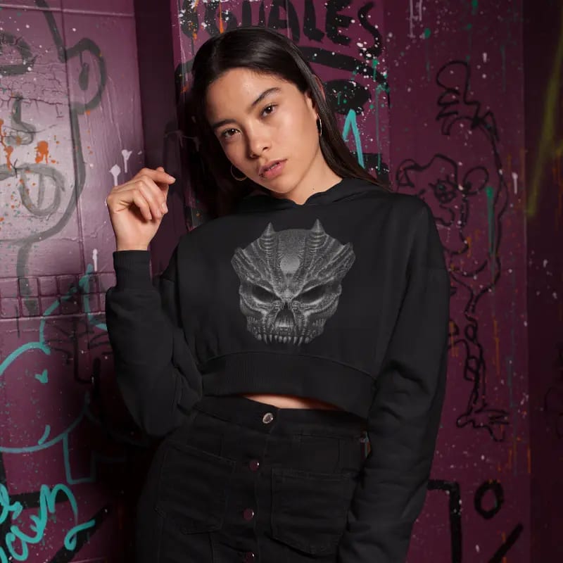 Grey Skull by Michael Quarz on hoodie