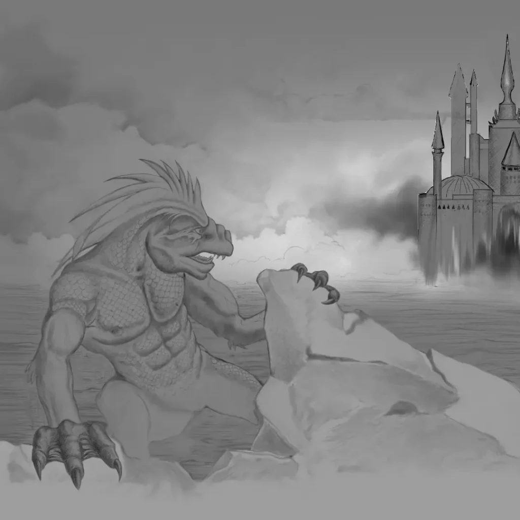 Teilskizze des digitalen Gemäldes "Escaped" von Michael Quarz