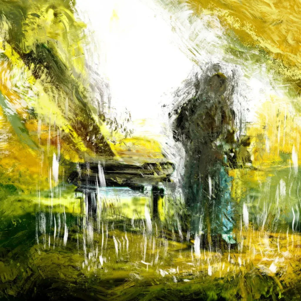 Detail des Gemäldes "Man In Landscape" von Michael Quarz